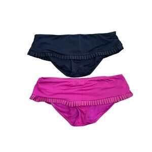 Seafolly Goddess Eva Skirted Bikini Swim‎ Bottoms Pink Black Set Of 2 Sz 16